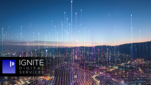 Skyline at night; Digital transformation concept