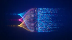 Big Data Technology And Data Science Illustration. Data Flow Con